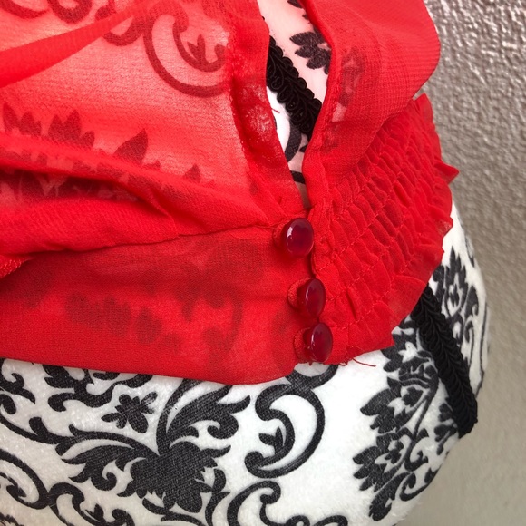 Red Ruffle Spaghetti Strap Top/ Blouse - Picture 3 of 3